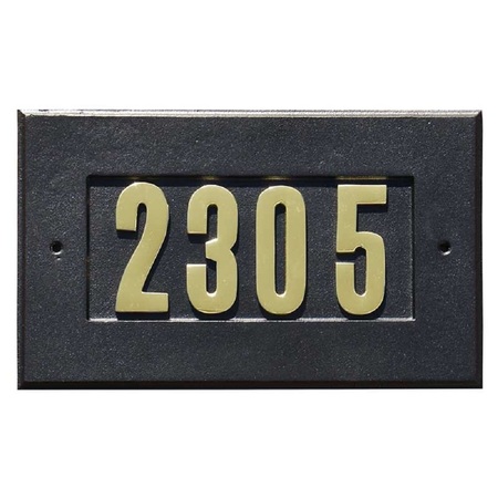 QUALARC Manchester Address Plate w/3 gold brass numbers, Black ADD-1410-BL